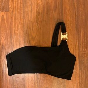 Tory burch one shoulder black bikini top, size S